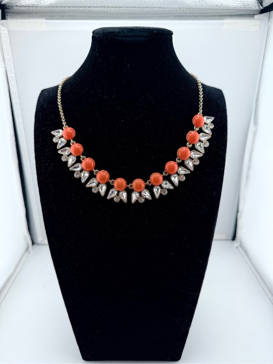 J. Crew Jewelry - J. Crew Gold Chain Statement Necklace with Coral Red Beads